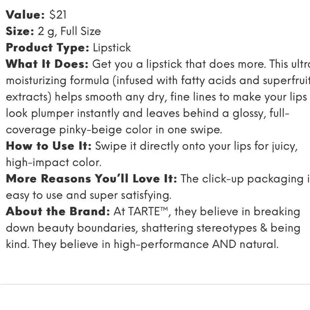 🌻 TARTE Cherry Maracuja Juicy Lipstick New FullSz